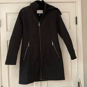 BCBGeneration Black Quilted Silver Hardware Lined‎ Parka Hooded Size XS Jacket